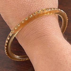 Amber color cellulose acetate diamanté bangle bracelet bangle